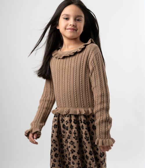 Vestido niña animal print 2 años / Beige