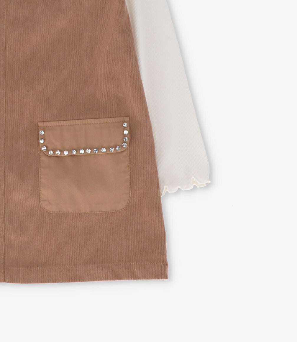 Vestido niña de cotelé 2 años / Beige
