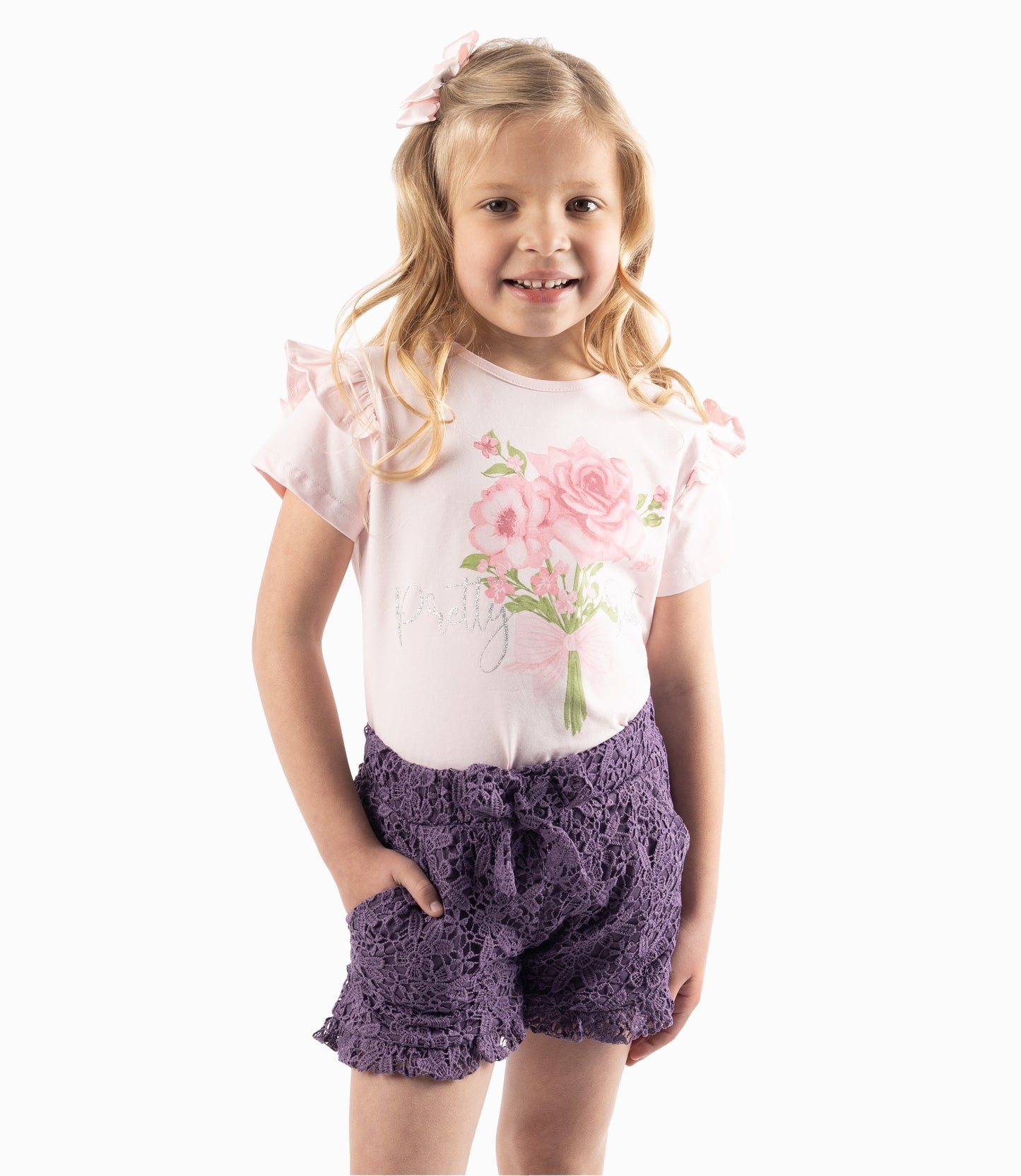 Short Niña Con Flores