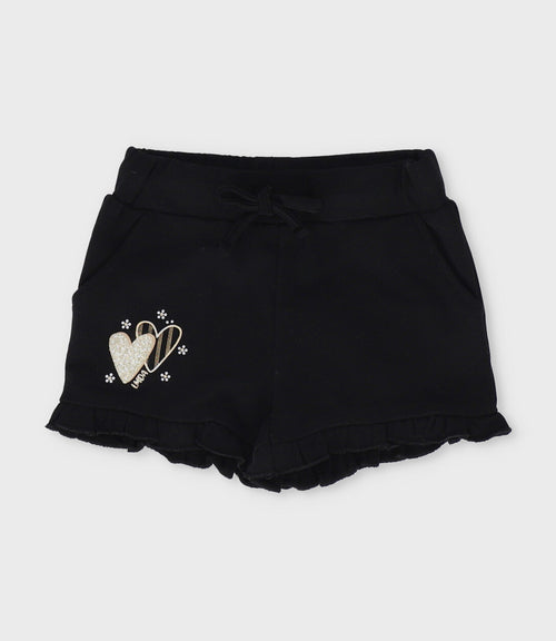 Short niña con corazones 2 años / Negro