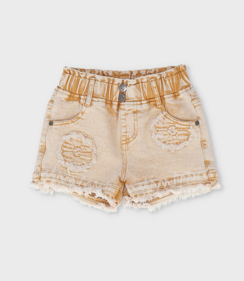 Short niña aplicación de flores 2 años / Beige