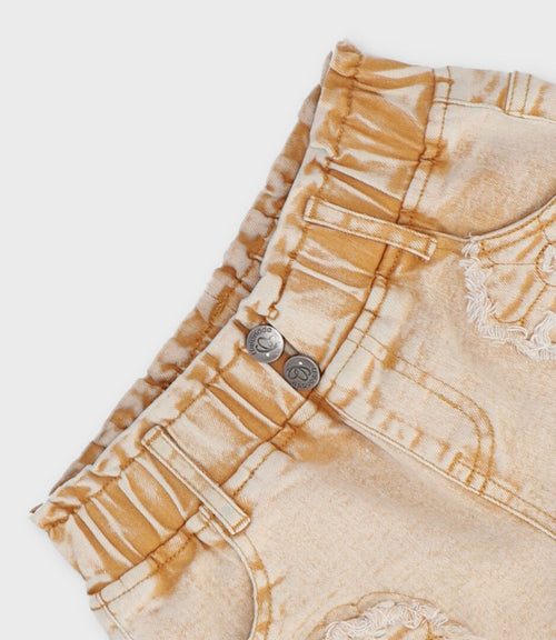 Short niña aplicación de flores 2 años / Beige