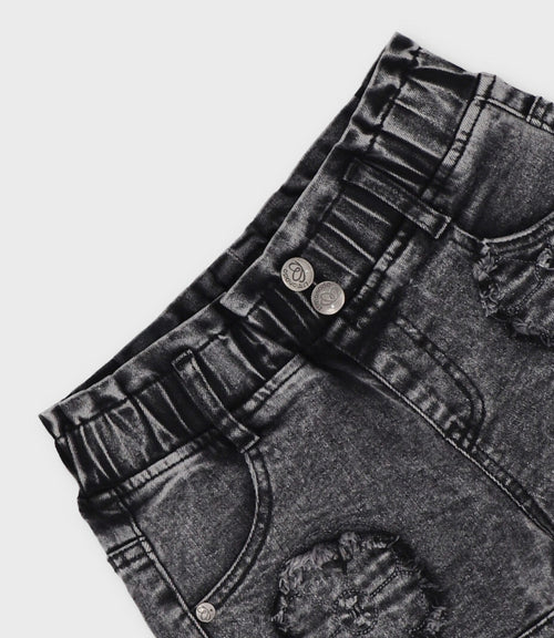 Short niña aplicación de flores 2 años / Negro