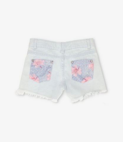 Short niña con lentejuelas y flores