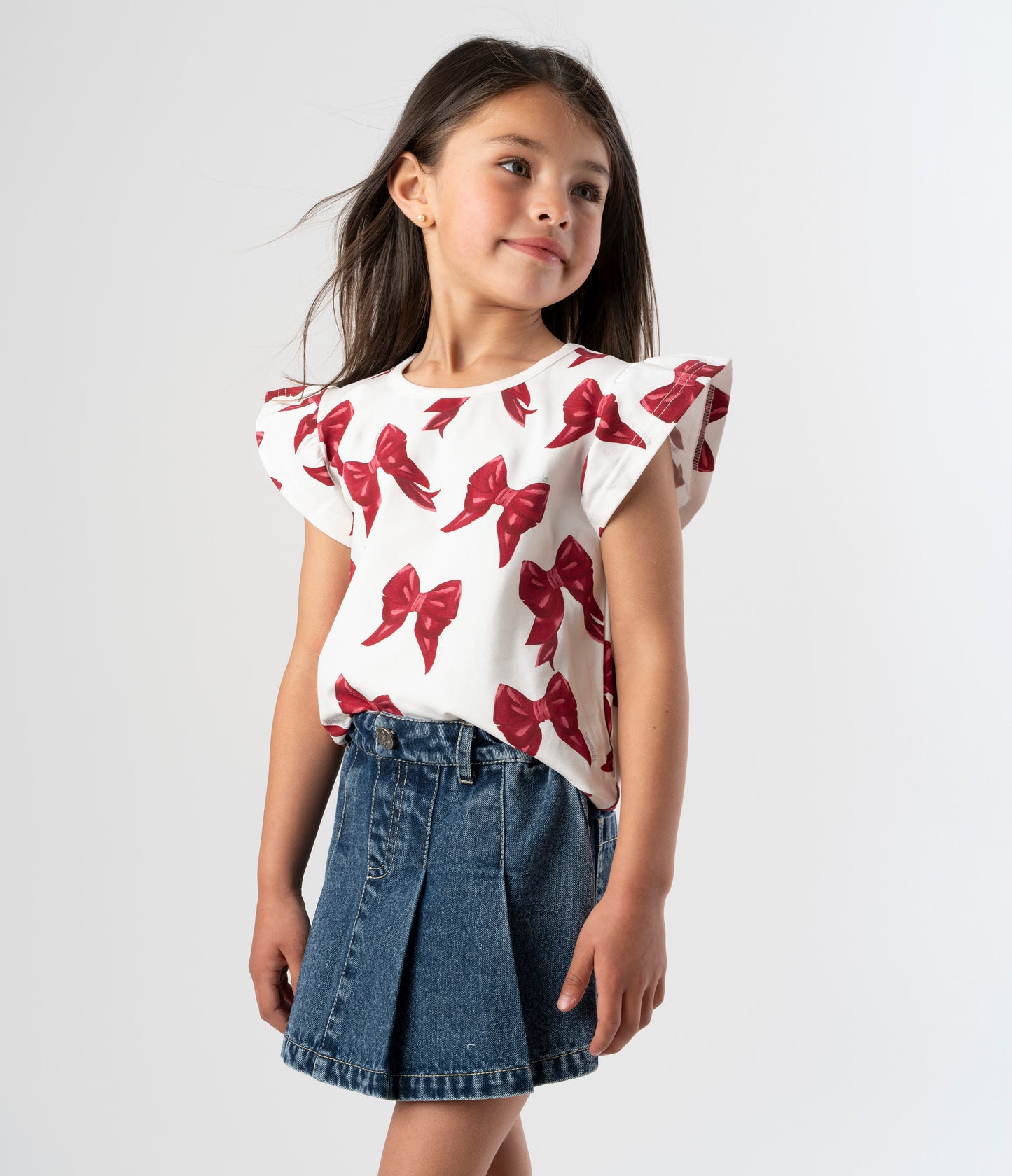 Falda short niña tableada