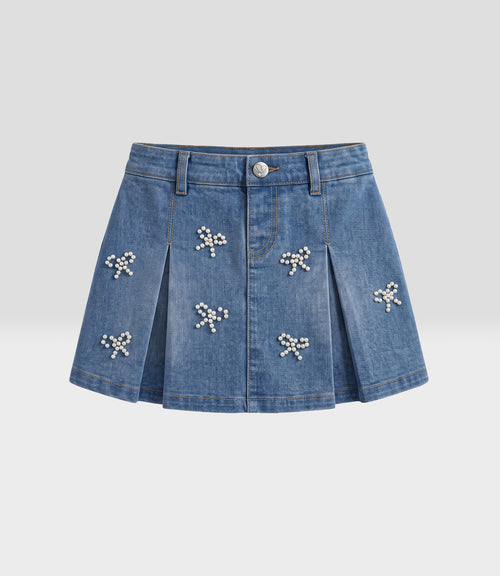 Short falda niña denim 2 años / Celeste