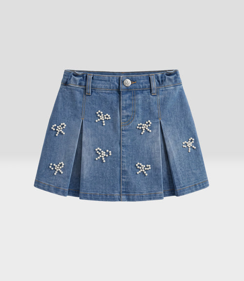 Short falda niña denim 2 años / Celeste
