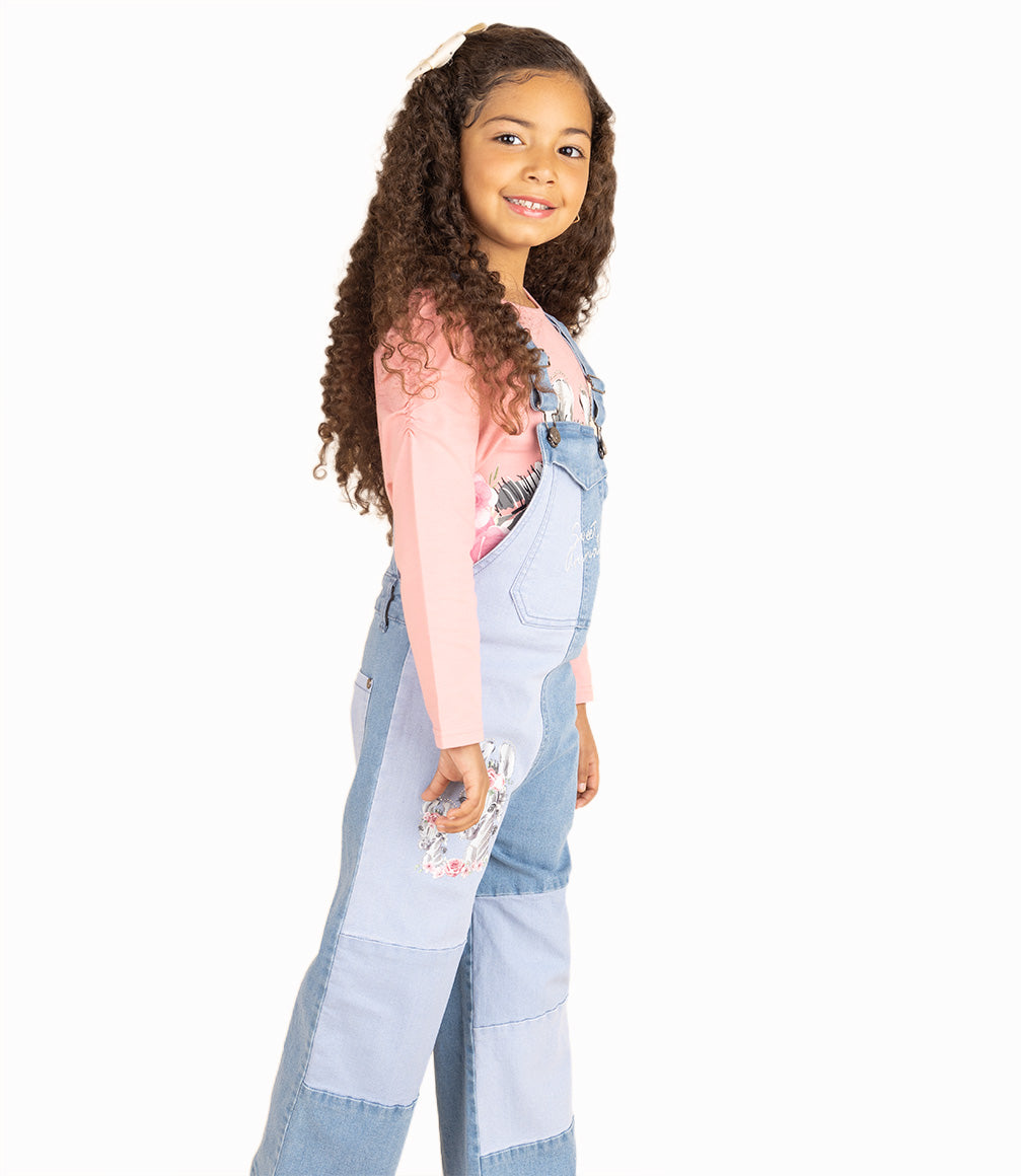 Jardinera Niña Con Cebras Denim Celeste 2 años / Denim Celeste