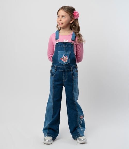 Jardinera niña de denim 2 años / Azul Marino