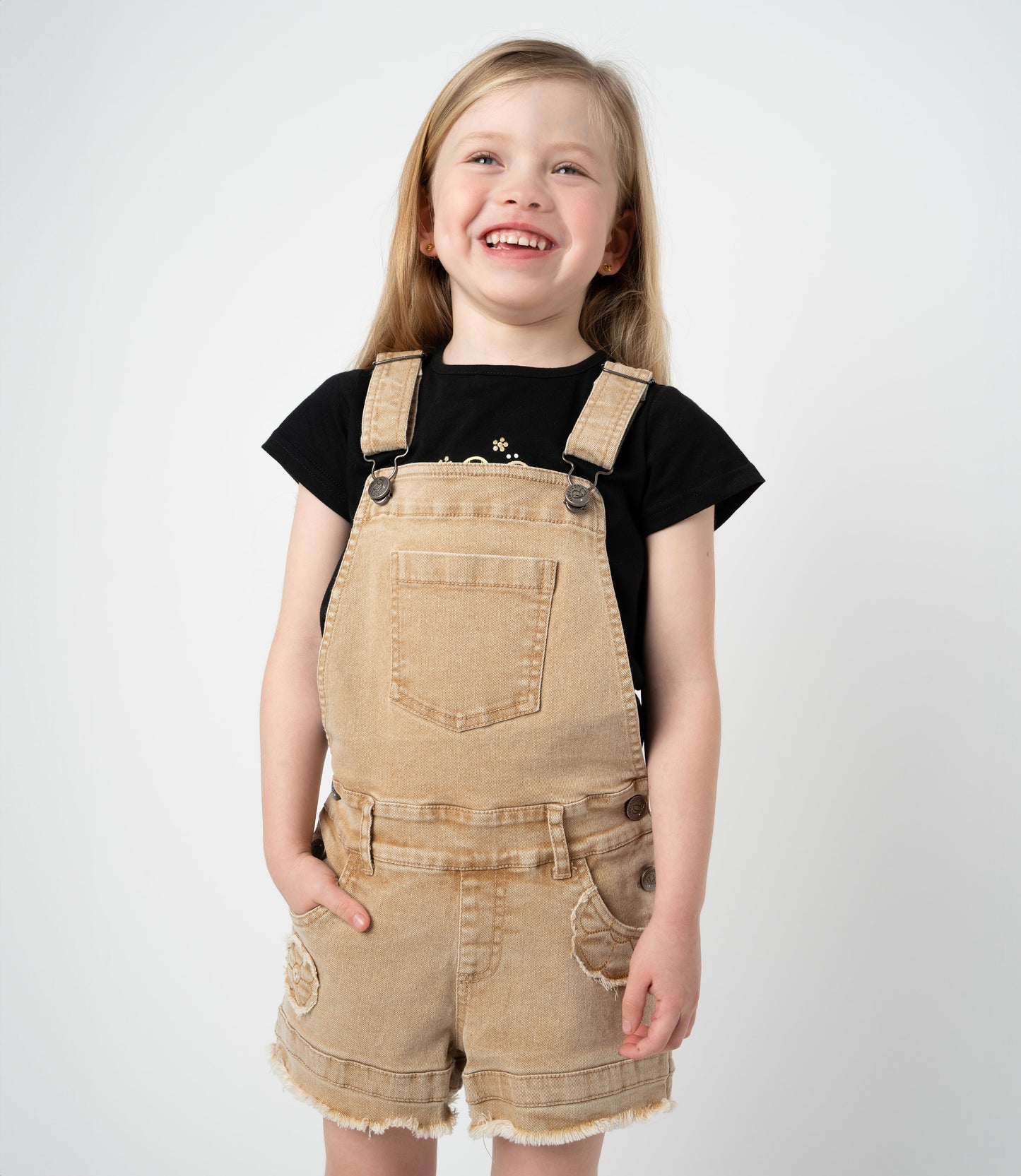 Jardinera niña aplicación de flores 2 años / Beige