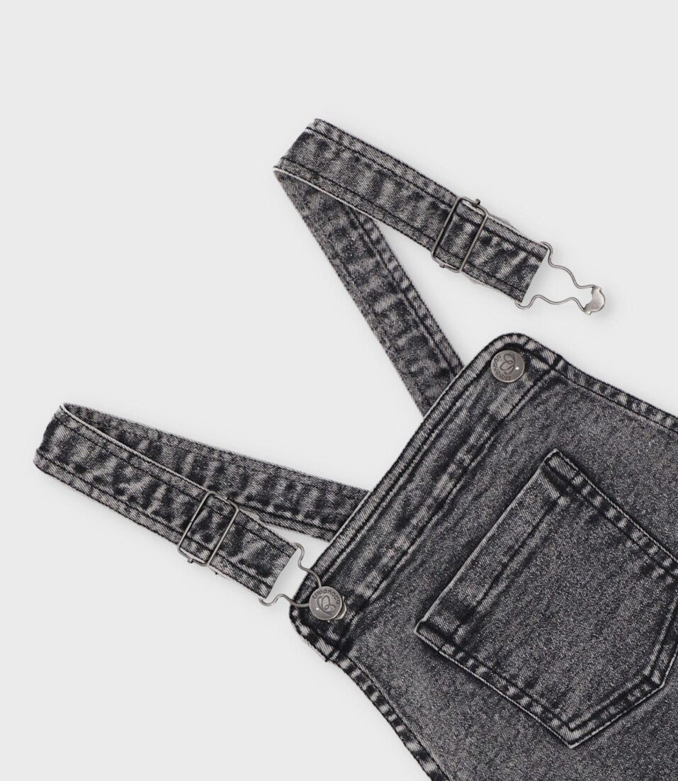 Jardinera niña aplicación de flores 2 años / Negro