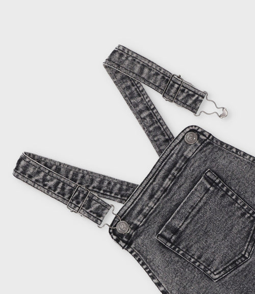 Jardinera niña aplicación de flores 2 años / Negro