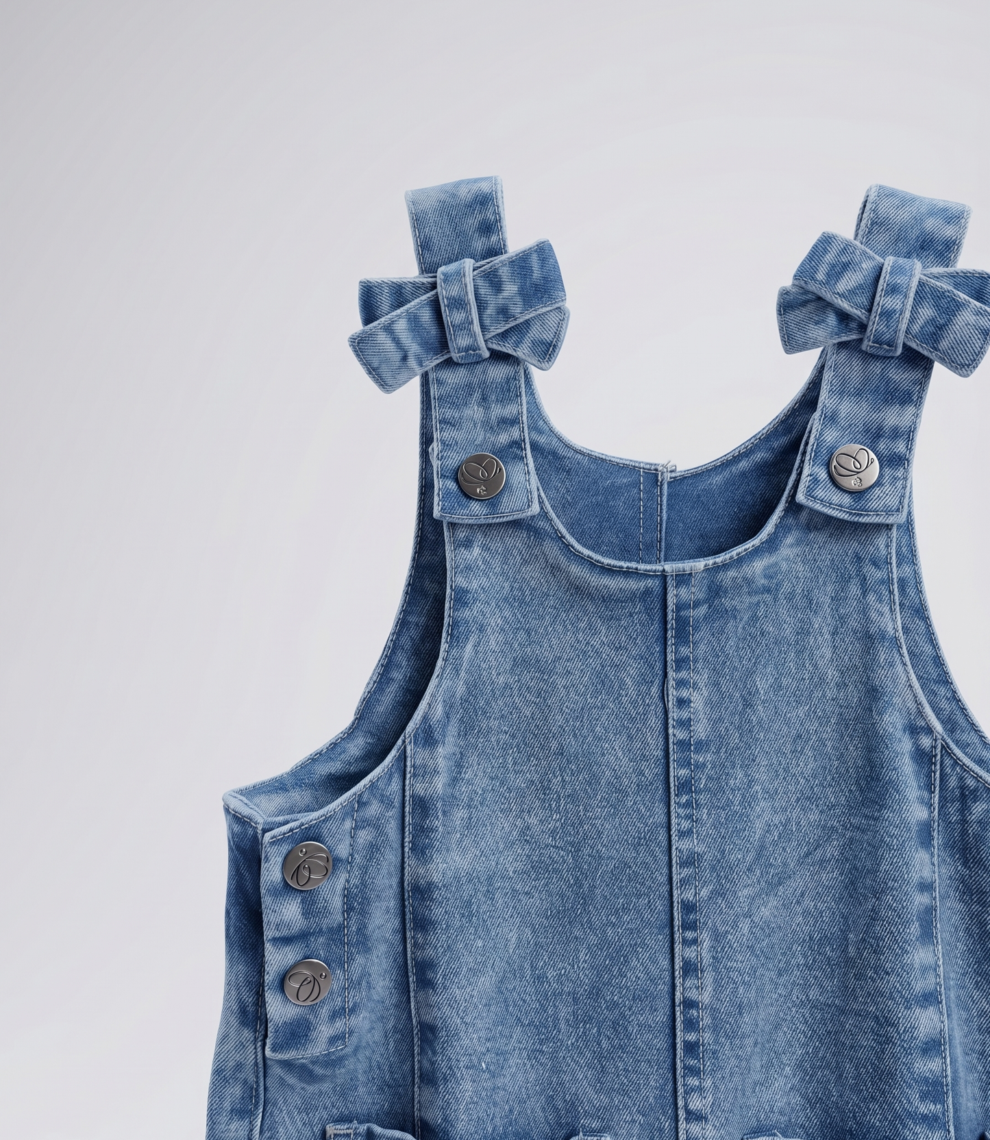 Jardinera niña boho de denim 2 años / Celeste