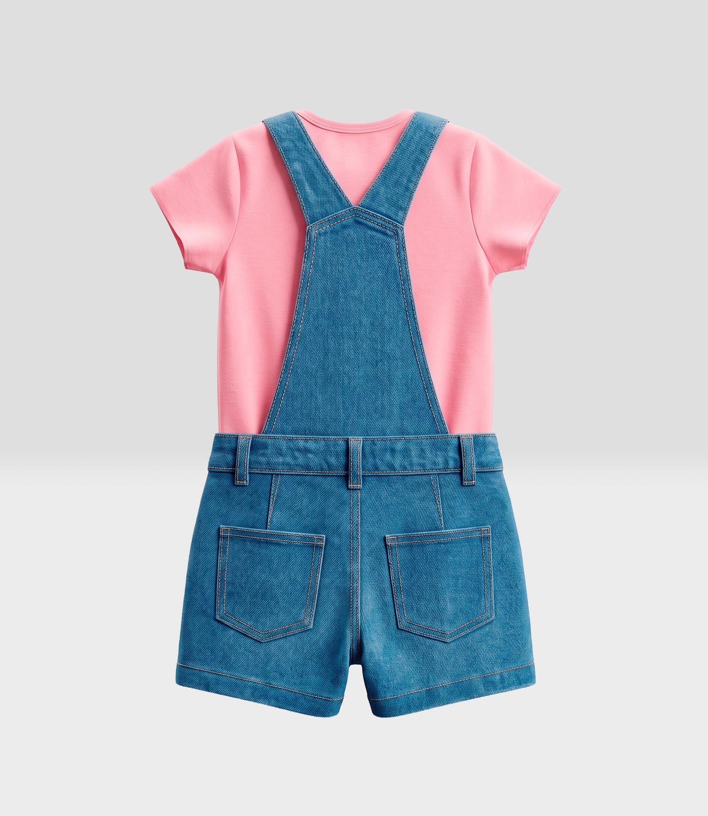 Jardinera niña de denim con polera 2 años / Celeste