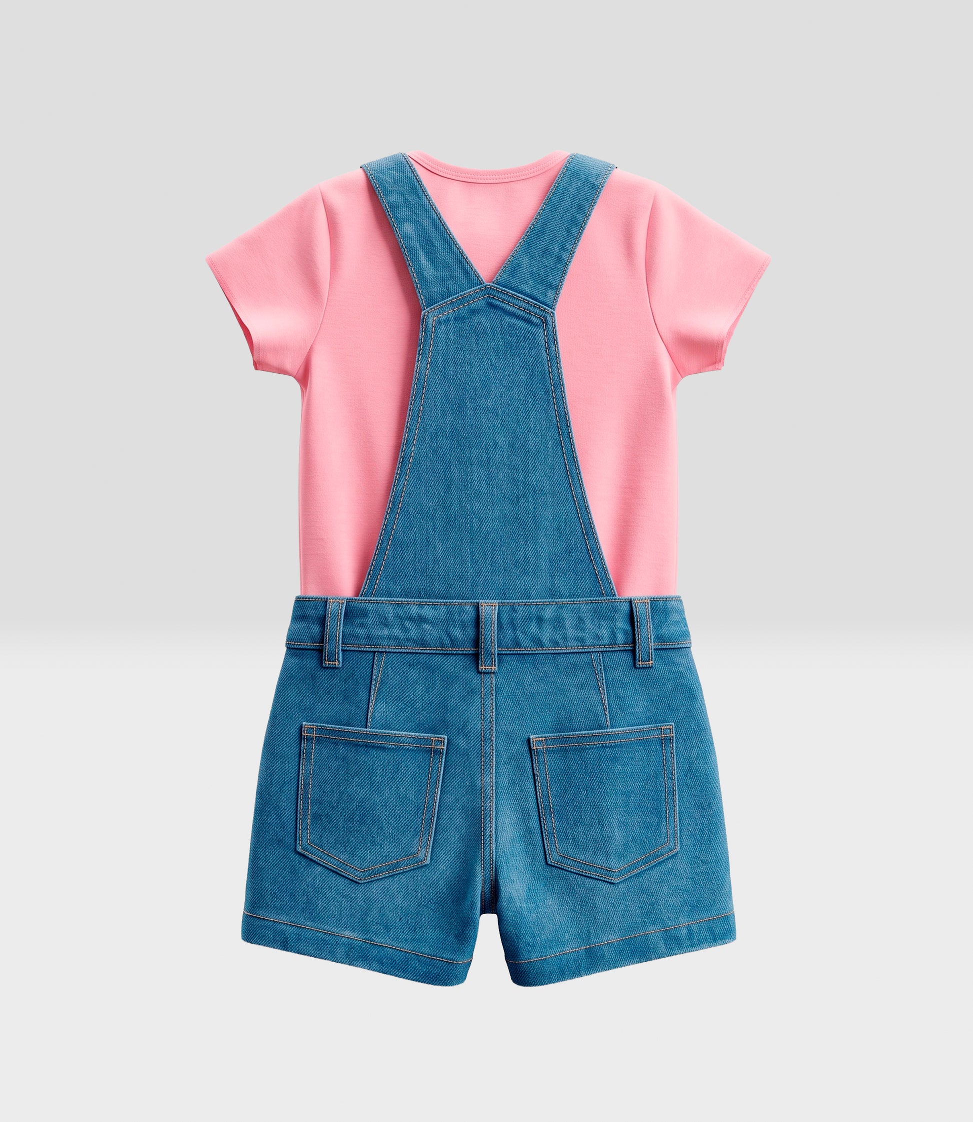 Jardinera niña de denim con polera 2 años / Celeste