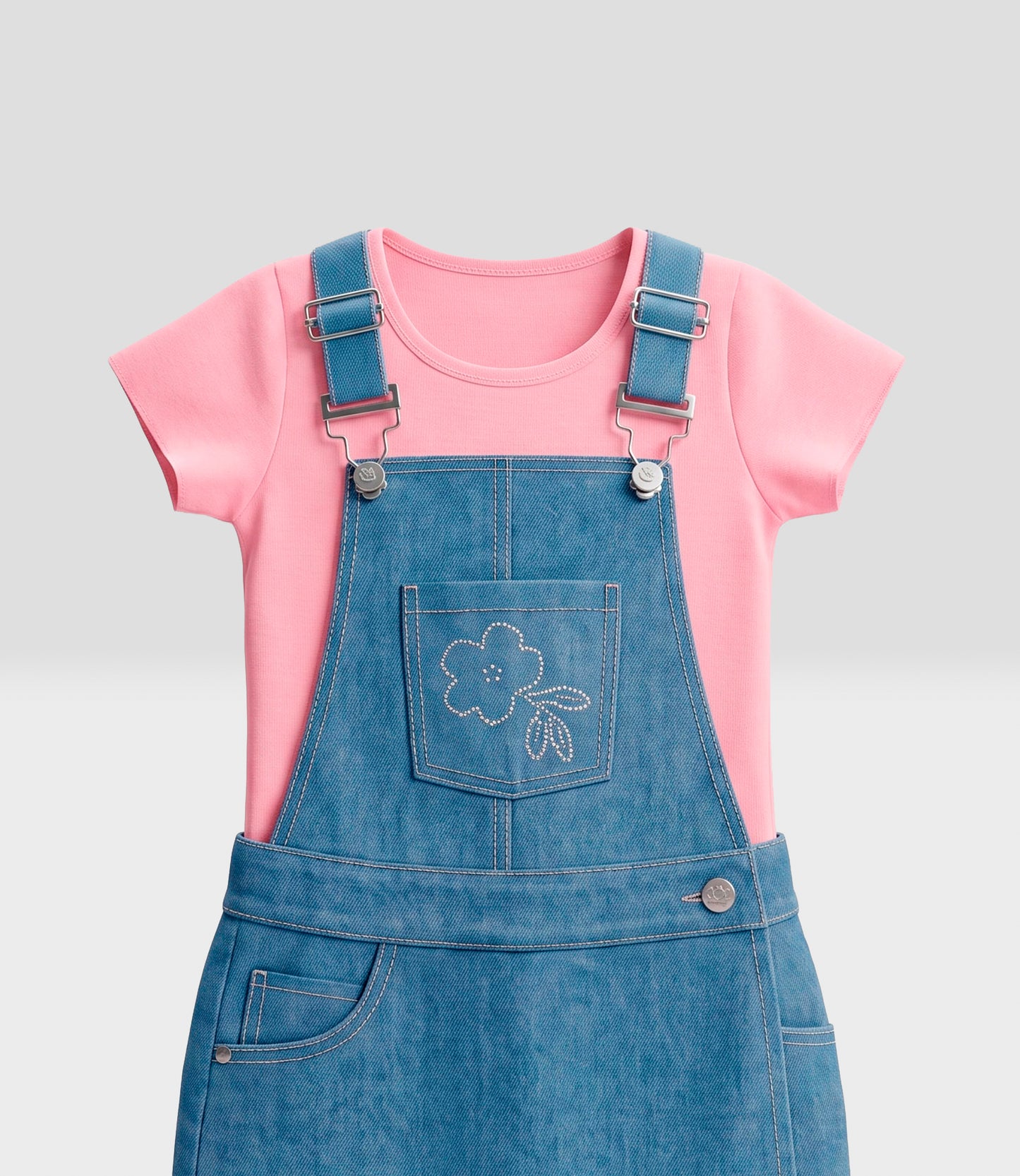 Jardinera niña de denim con polera 2 años / Celeste