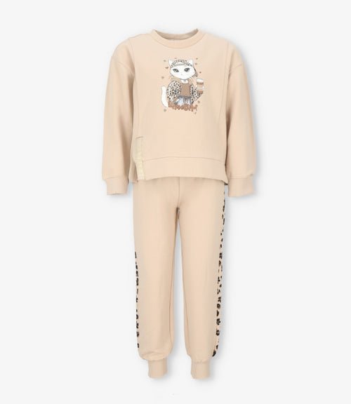 Buzo niña con gato 2 años / Café