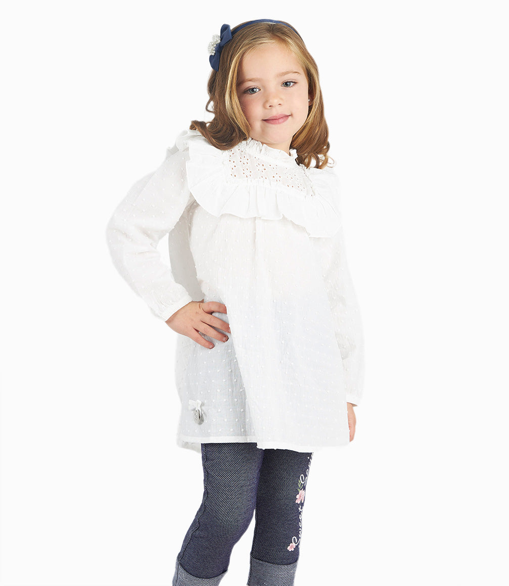 Conjunto Niña De Blusa Y Calzas Crudo 2 años / Crudo