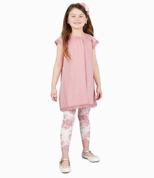 Conjunto Niña De Vestido Y Calzas 2 años / Palo Rosa