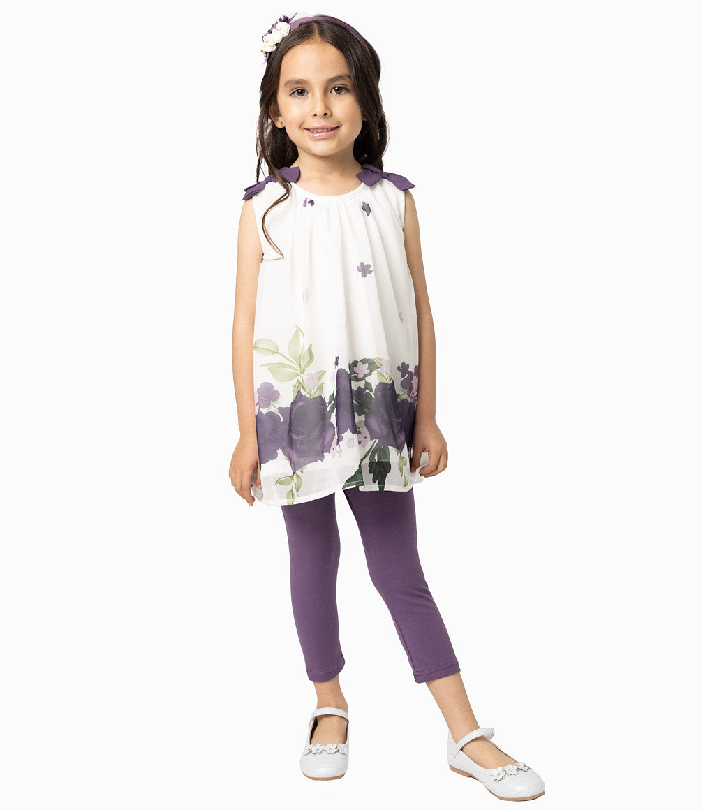 Conjunto Niña De Vestido Y Calzas 2 años / Morado