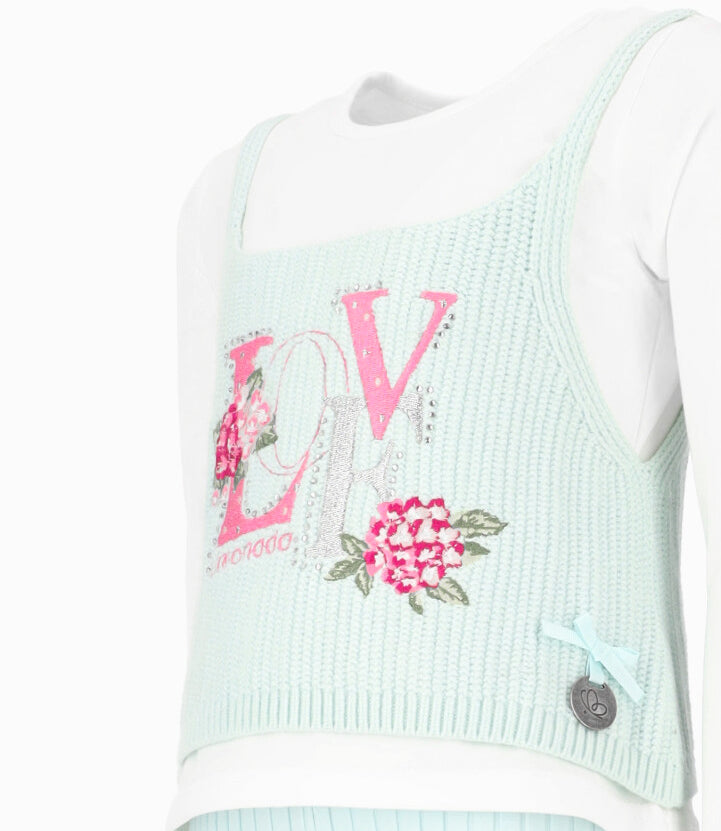 Conjunto niña de polera, top y calza