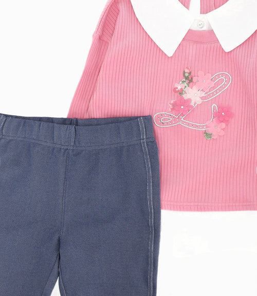 Conjunto niña de polerón y calzas 2 años / Coral