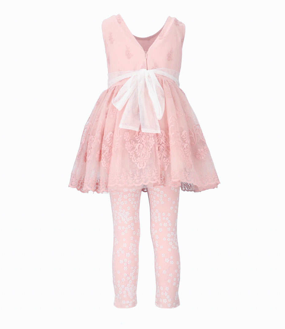 Conjunto niña de vestido y calzas 2 años / Rosado