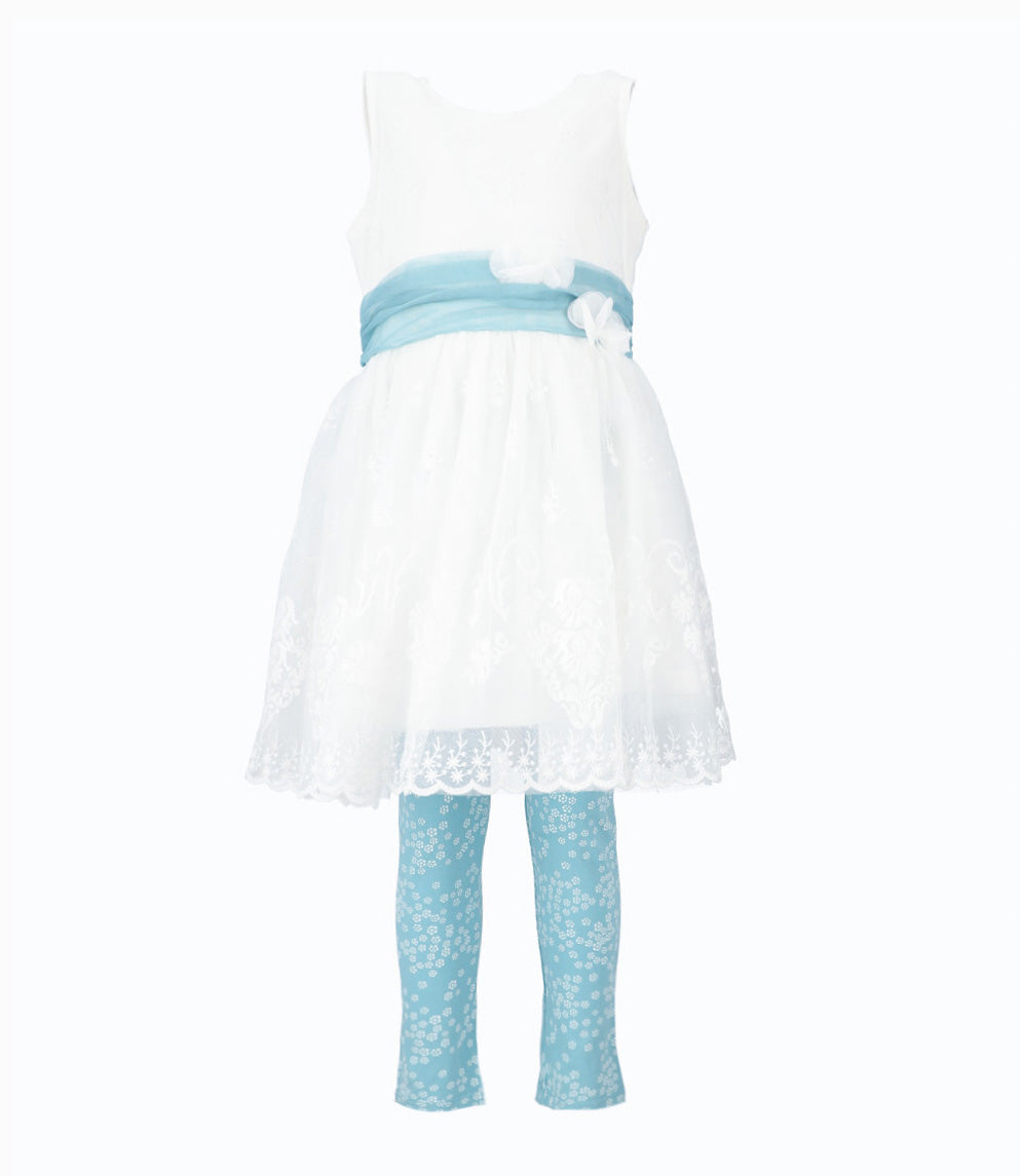 Conjunto niña de vestido y calzas 2 años / Menta