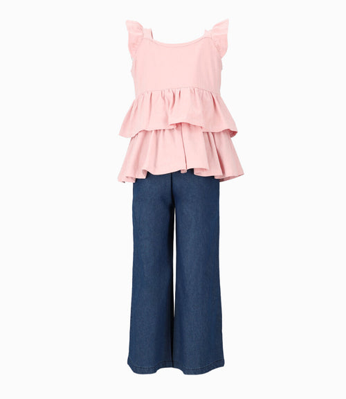 Conjunto niña de top y pantalon 2 años / Palo Rosa