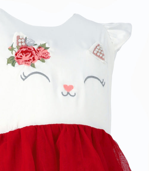 Conjunto niña con gato 2 años / Rojo