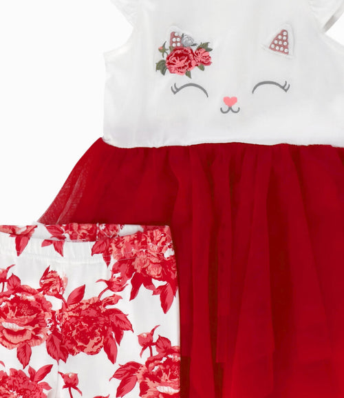 Conjunto niña con gato 2 años / Rojo