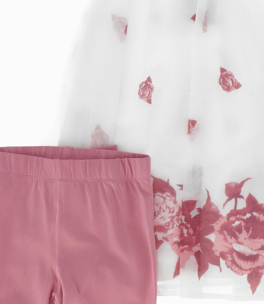 Conjunto niña con flores 2 años / Palo Rosa