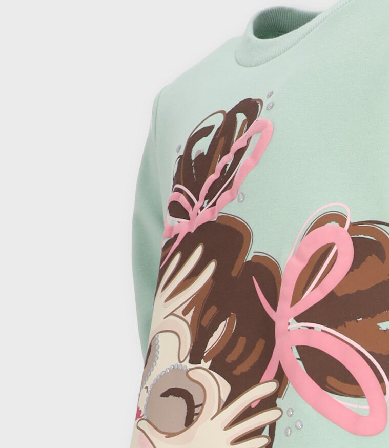 Conjunto niña con estampado y flores 2 años / Verde