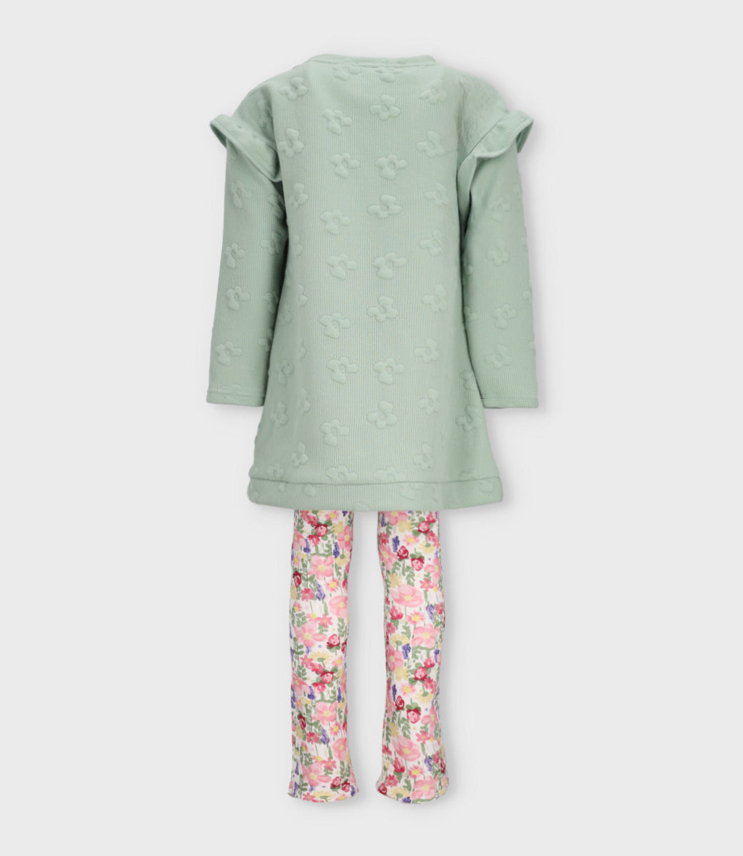 Conjunto niña acanalado 2 años / Verde
