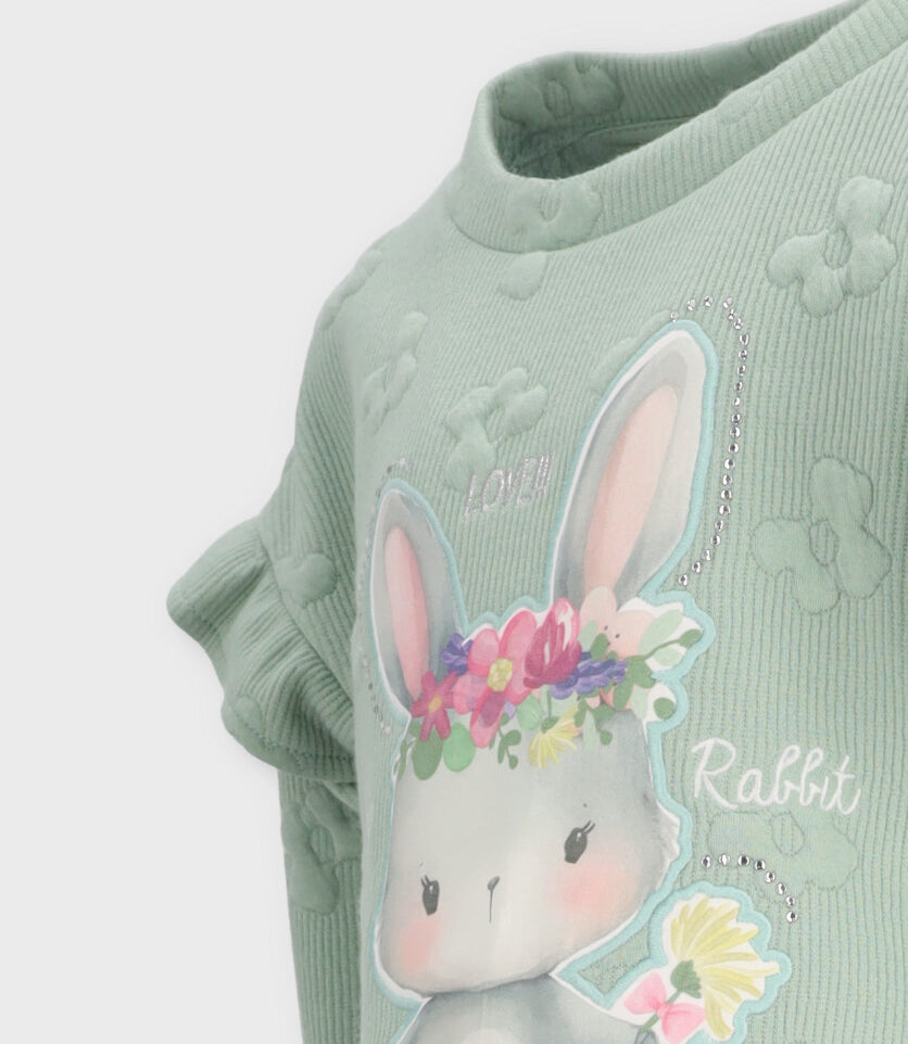 Conjunto niña acanalado 2 años / Verde