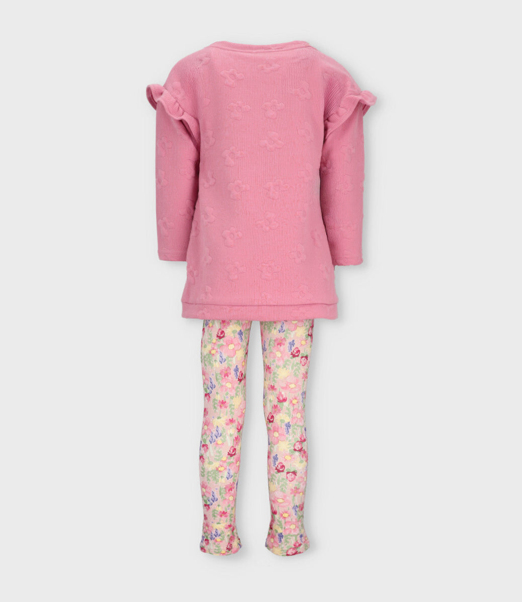 Conjunto niña acanalado 2 años / Coral