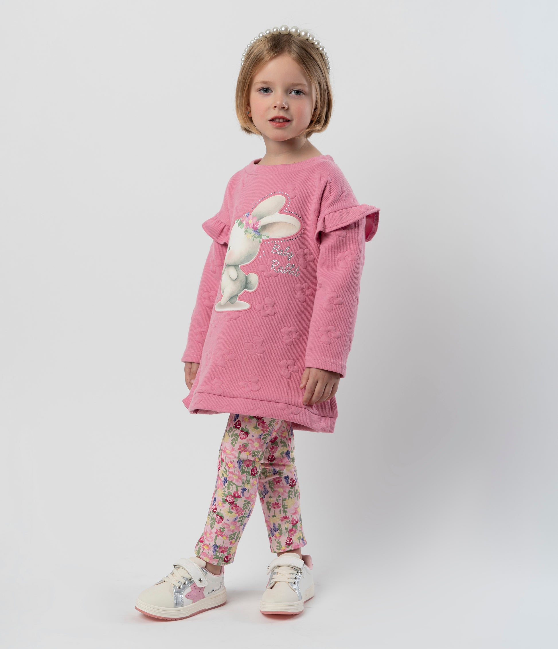 Conjunto niña acanalado 2 años / Coral