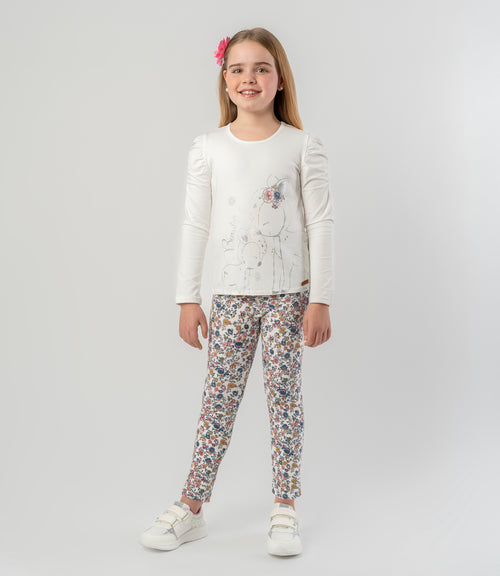 Conjunto niña con flores