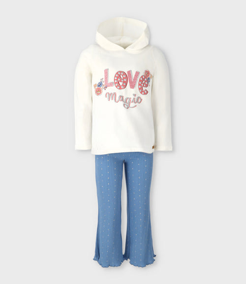 Conjunto niña puntos y flores 2 años / Blanco