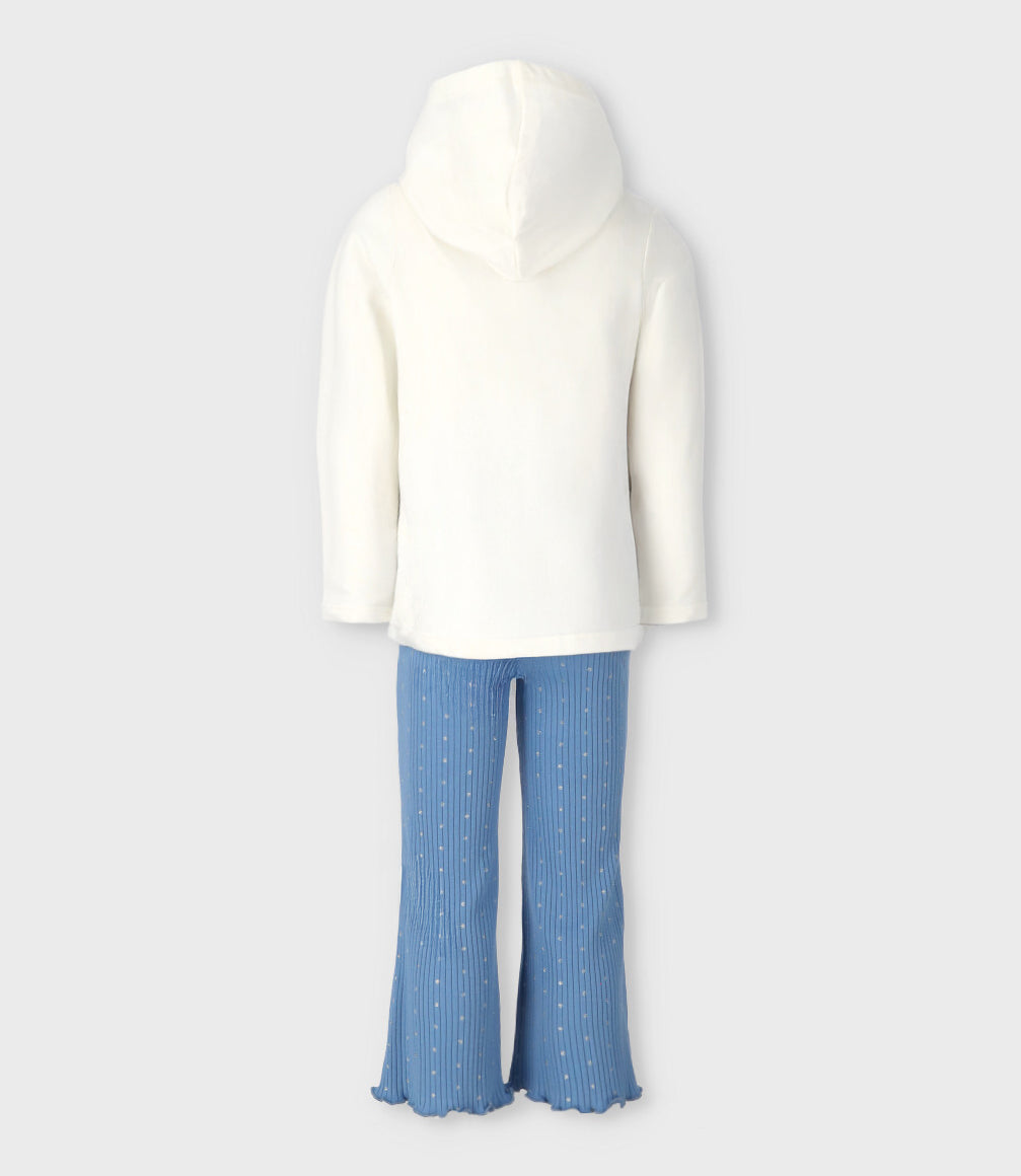 Conjunto niña puntos y flores 2 años / Blanco