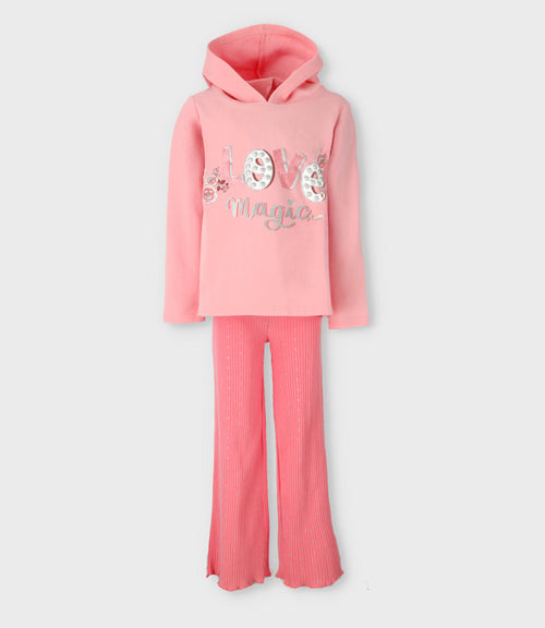 Conjunto niña puntos y flores 2 años / Coral