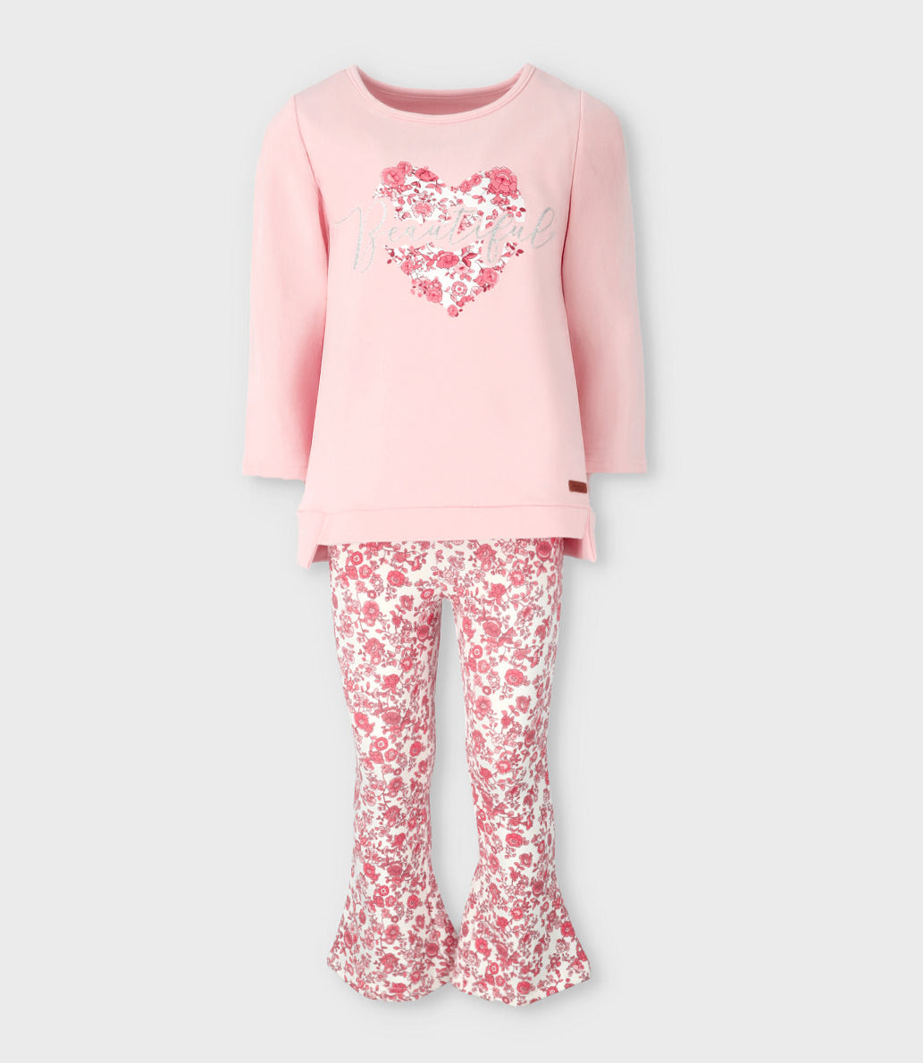 Conjunto niña flores 2 años / Rosado