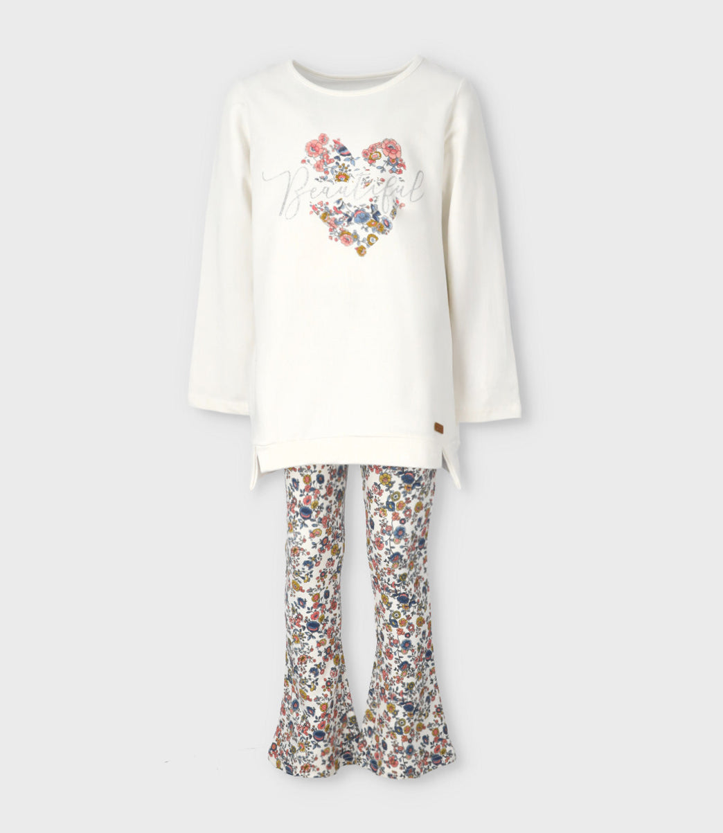 Conjunto niña flores 2 años / Blanco