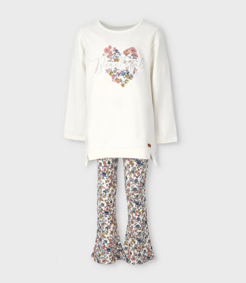 Conjunto niña flores 2 años / Blanco