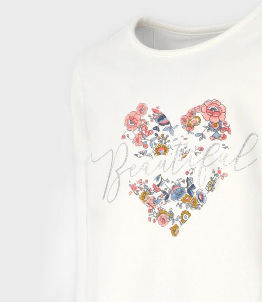 Conjunto niña flores 2 años / Blanco