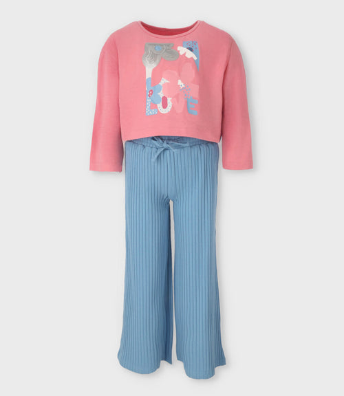 Conjunto niña con flores 2 años / Rosado