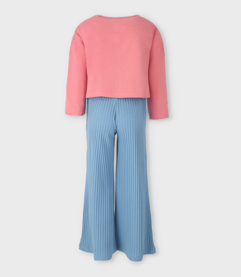 Conjunto niña con flores 2 años / Rosado