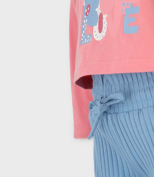 Conjunto niña con flores 2 años / Rosado