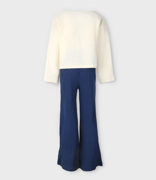 Conjunto niña con flores 2 años / Blanco