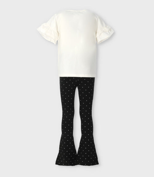 Conjunto niña con estampado y puntos 2 años / Blanco